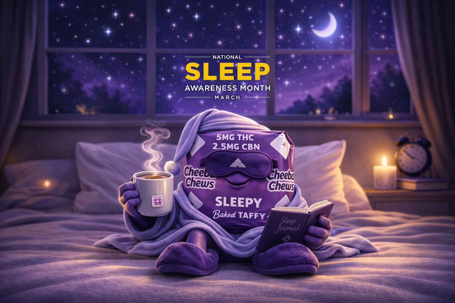 National Sleep Awareness Month with Cheeba Chews Chooclate Sleepy Chews taffy